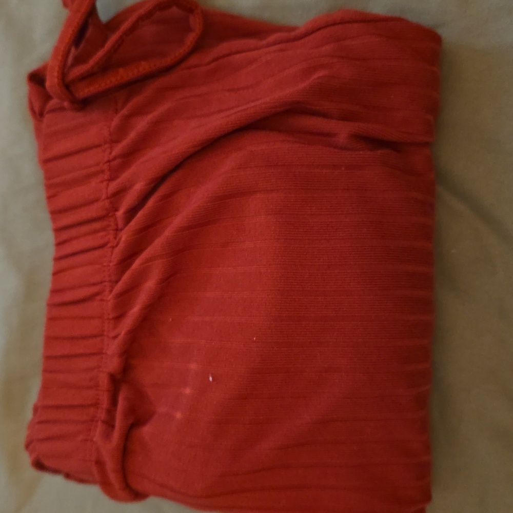 Rust Red Ribbed Drawstring Pants - Picture 6 of 6